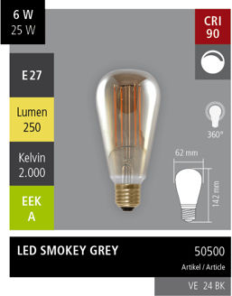 Mynd af Edison Smoky LED 250lm 6W