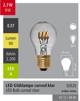 Mynd af LED Kúlupera E27 curved 90lm