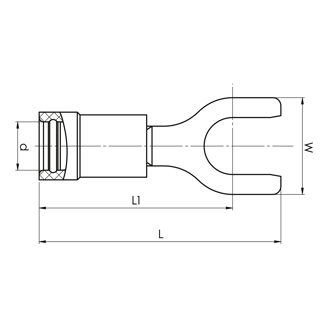 Mynd af Gaffalskór Blár M4 1,5-2,5mm² (10stk)