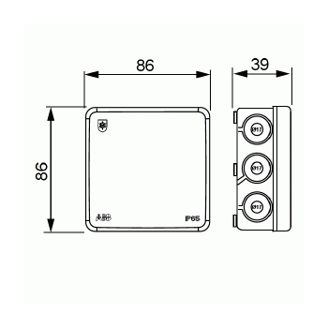 Mynd af Tengidós IP65  86x86x39mm Grá