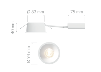 Mynd af Plejd Innfelt Hvítt ljós, fast Ø 83mm 