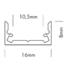 Mynd af PROLED álprófill SU-Line LOW 16x8mm 2m Svartur