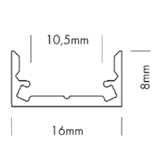 Mynd af PROLED álprófill SU-Line LOW 16x8mm 2m Svartur